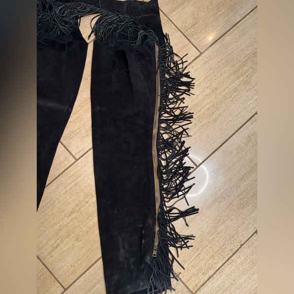Barnstable Riding Fringed Leather Chaps - See Measurements - Picture 4 of 11